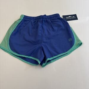 New XS Lauren James Preptec Athletic Shorties Green Blue Lined Running Shorts